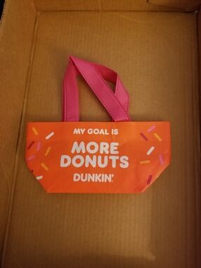 Dunkin' "More Donuts" Orange Mini Tote with Pink Handles
